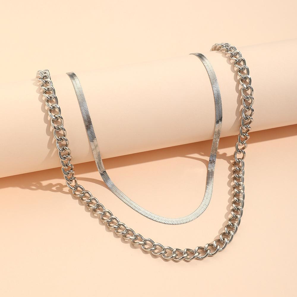 Women's fashion chain necklace, hip-hop punk style alloy chain collarbone chain, simple stacked necklace 2