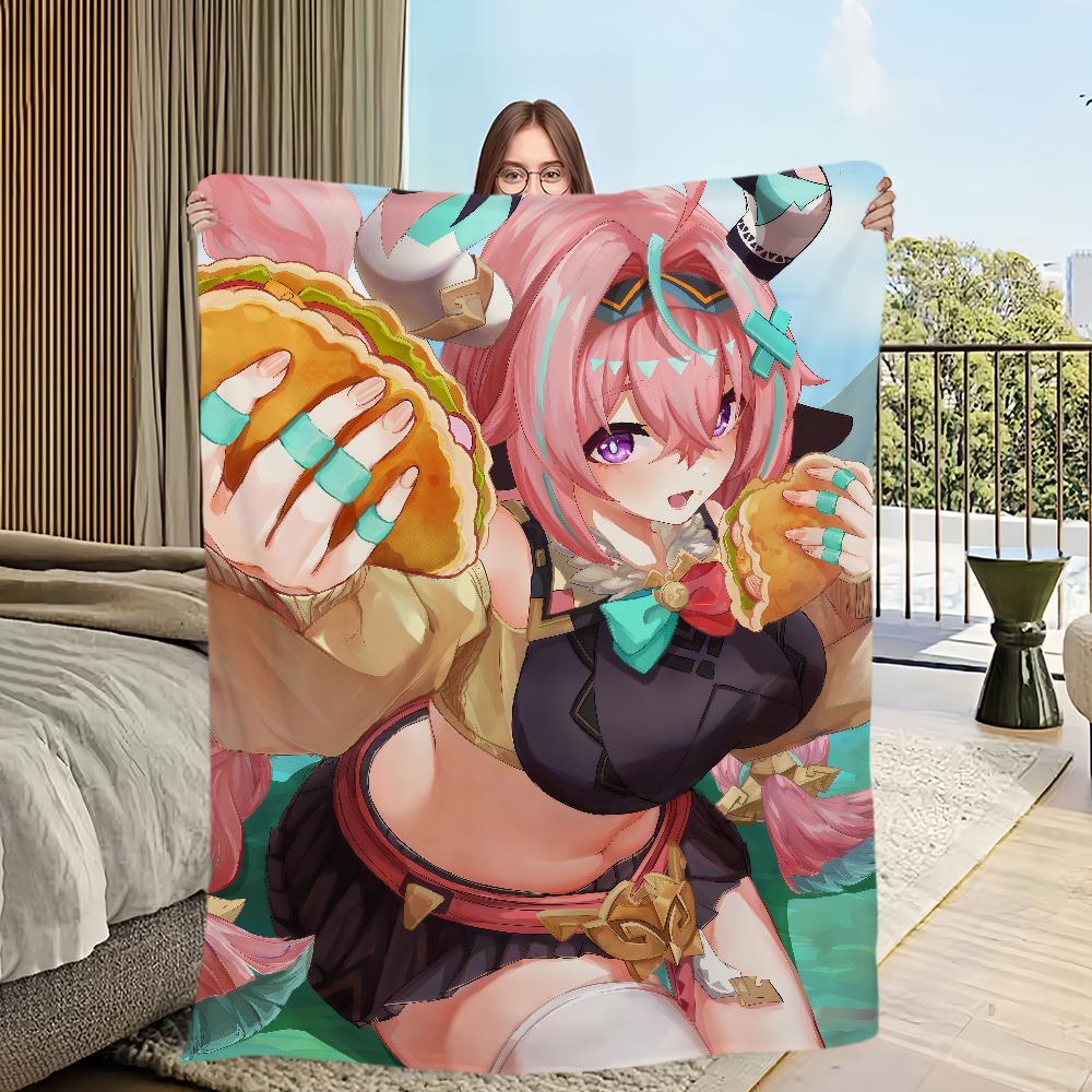 warm comfort soft Varesa plush blanket for sofa living room office NEW bedroom travel Genshin Impact gift single-sided printed