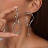 Alloy Dangle Earrings Gold Silver Color Metal Earrings Charm Asymmetric Line Earrings  For Women