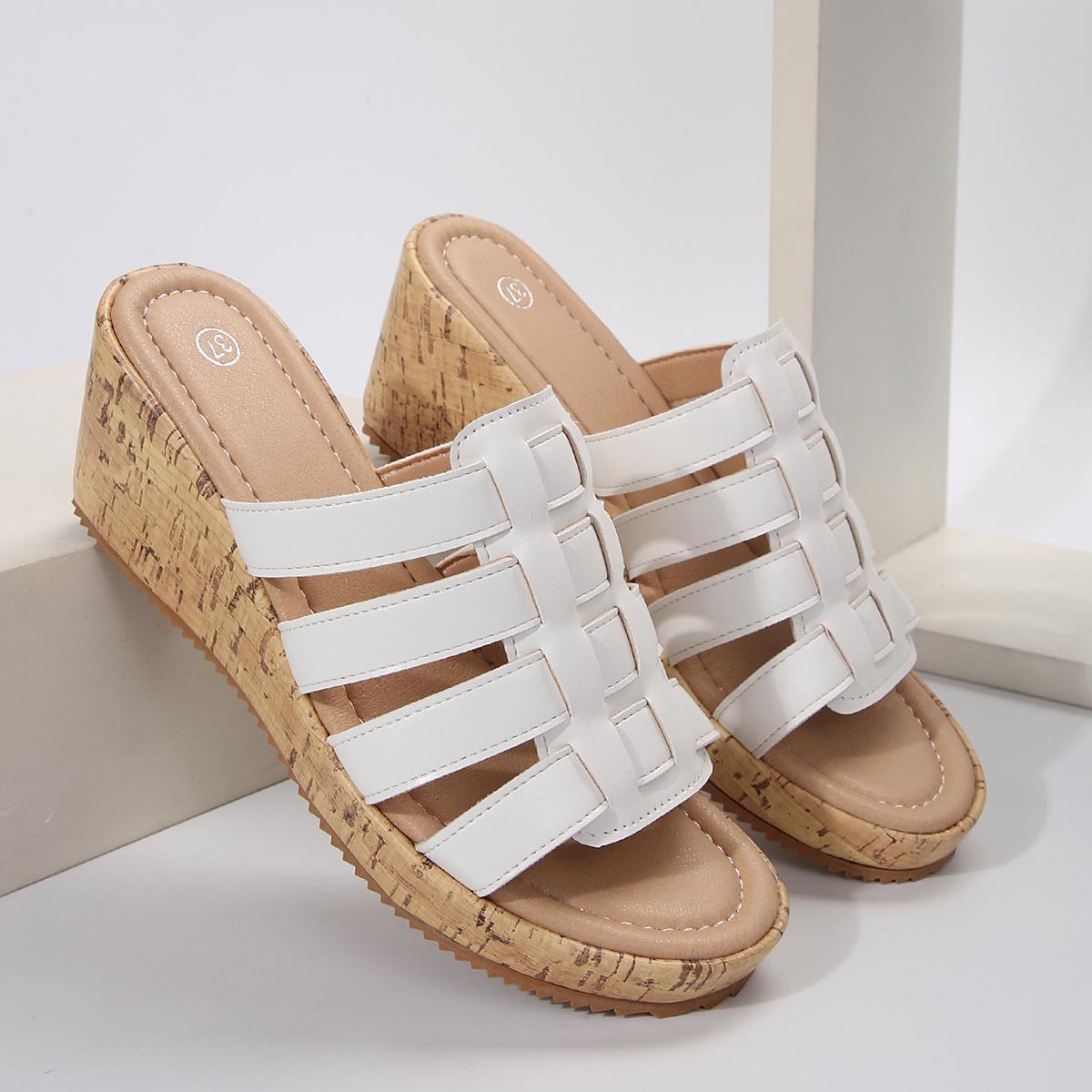 Platform sandals summer slope heel 22 years summer new fish mouth fashion muffin bottom temperament high heel non-slip 36