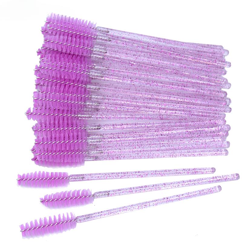 CNKESS 50Pc bags/cans Disposable Eyelash Extension Mascara Wand Glitter Micro Lash Brushes Spoolie With Container Case Wholesale