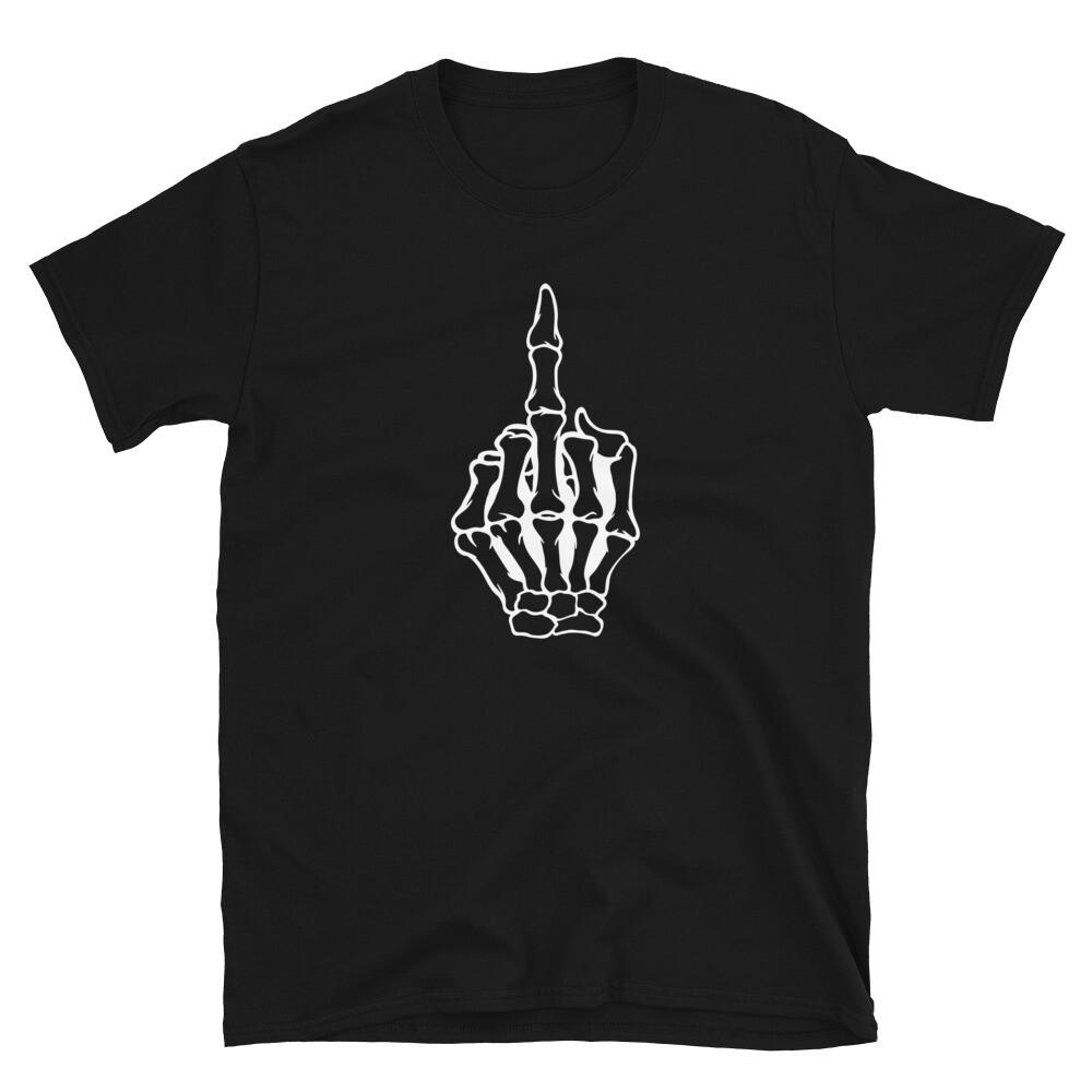 

Skeleton Middle Finger Funny F** Halloween Short-Sleeve Unisex T-Shirt 2XL