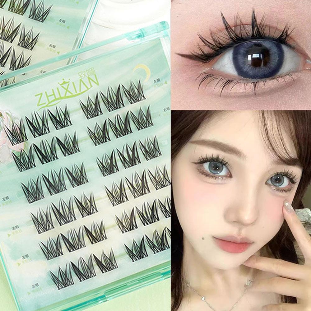 Glue Free Manga Lashes With Jelly Glue Strips 3D False Eyelashes Cat Elf Eyelashes  Party Supplies
