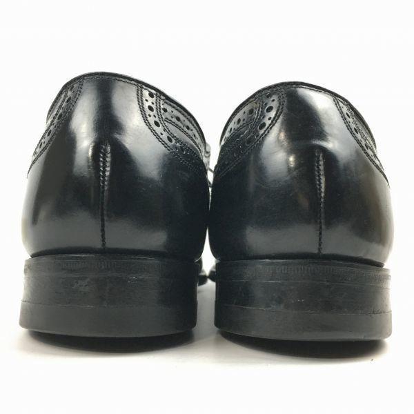 80s USA Made Vintage FLORSHEIM Full Brogue Wingtip Shoes Black Size 9D/26.5-27.0 Men's(USED)