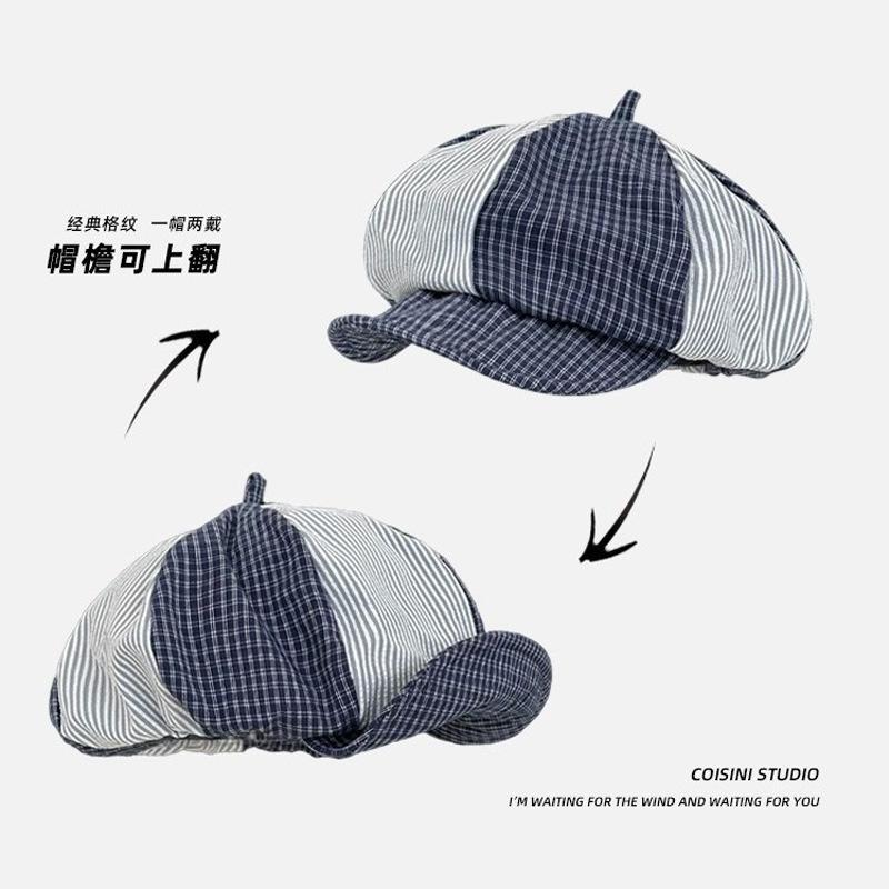 

Ретро клетчатый восьмиугольный берет женский осенне-зимний для маленького лица тонкий облачный берет универсальный для большой окружности головы шляпа художника Average size (58-60cm)