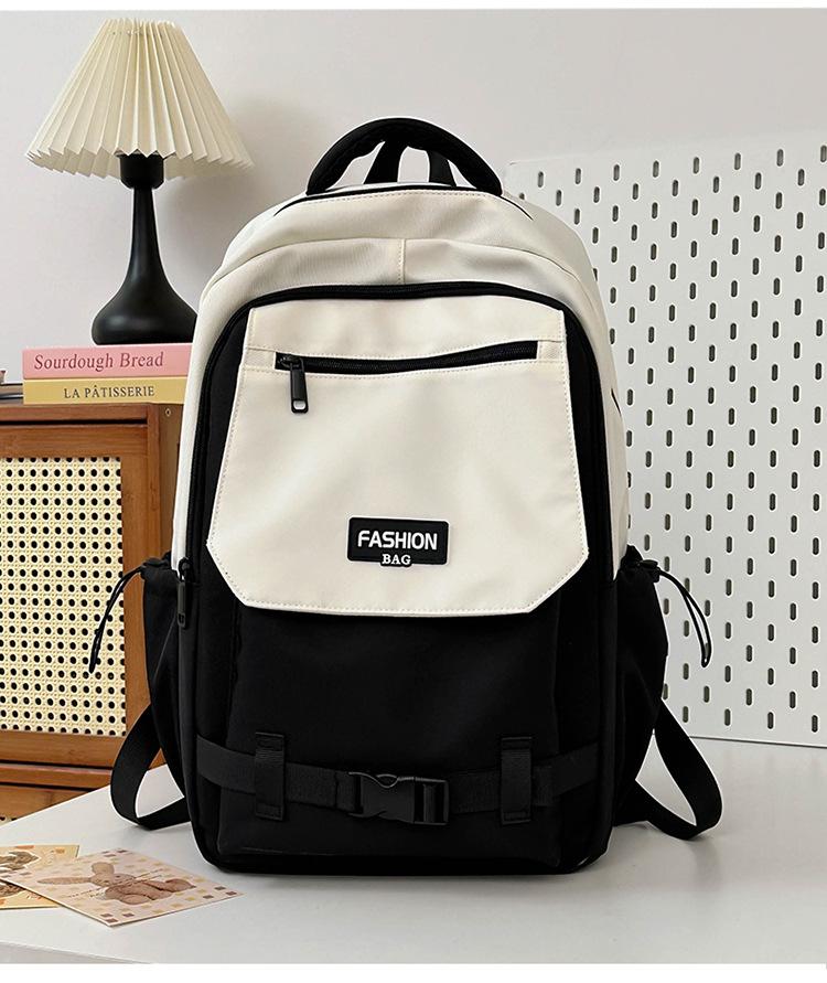 

Tide large-capacity backpack male junior high school college student schoolbag female contrasting color college student computer travel backpack