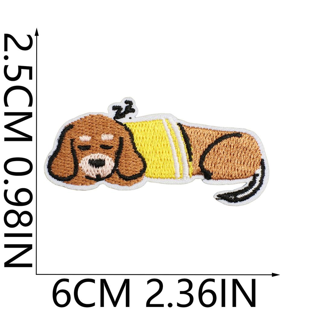 Korean Cute Dachshund Dog Embroidery Cloth Sticker Diy Bag Dress Up Puppy Patch Sticker Computer Embroidery Zhang Zai Ironing