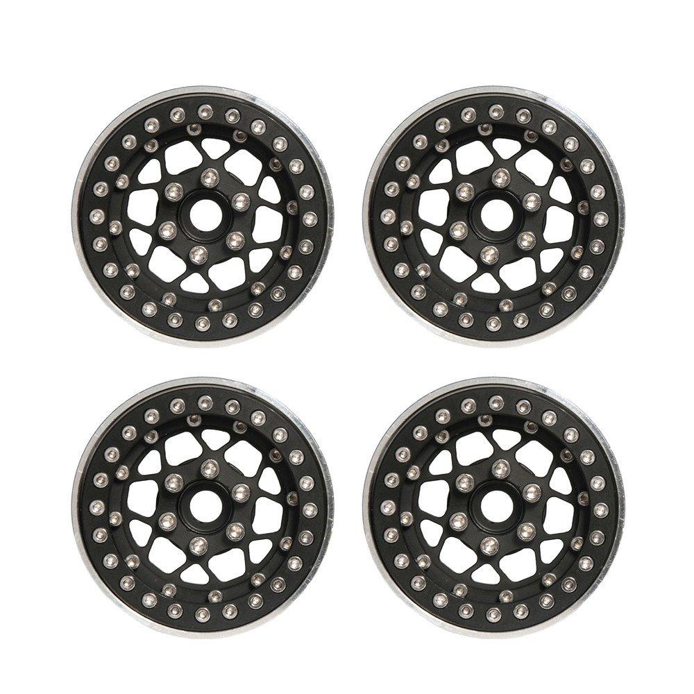 RC Wheel Parts, 1.9-inch, 26mm Thick Beadlock Wheel Rims, Upgraded, Internal Beadlock for Axial SCX10, #48, Pack of 4