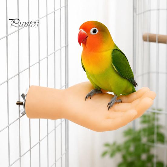 Parrot Tension Relief Toy Hand-Shaped Perch, Realistic Hand Stand with Screw Fastener, Bird Natural Perch Cage for Budgie Cockatiels, Desensitization