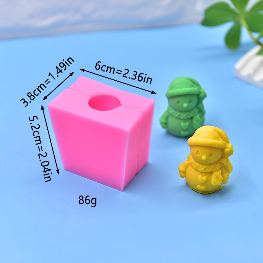 

1 шт. 3D Мини-форма для снеговика из силикона - Многоразовая форма для свечей и смолы для DIY с вырезами в виде сердечек, гладкой поверхностью и выразительным лицом