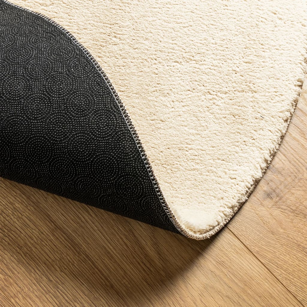 HUARTE Rug Short Pile Soft and Washable Cream Ø 80 cm