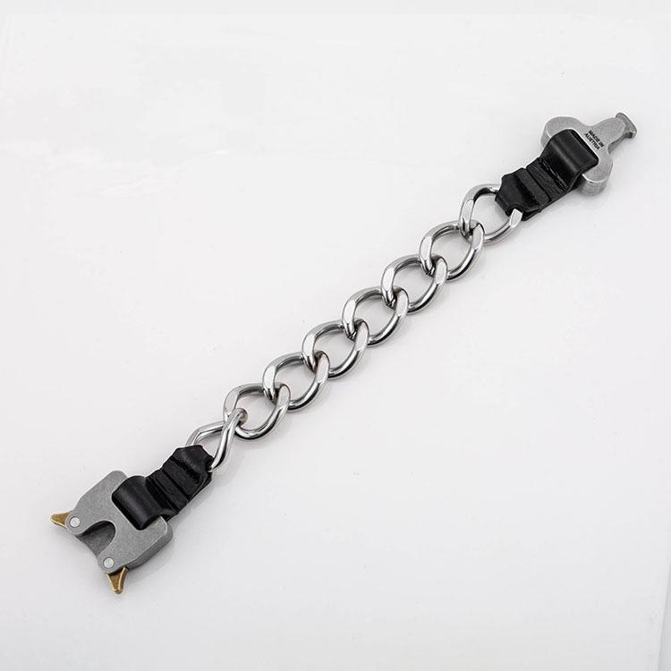 Men's Titanium Steel Hip-Hop Chain Bracelet, European & American Style, Safety Buckle.