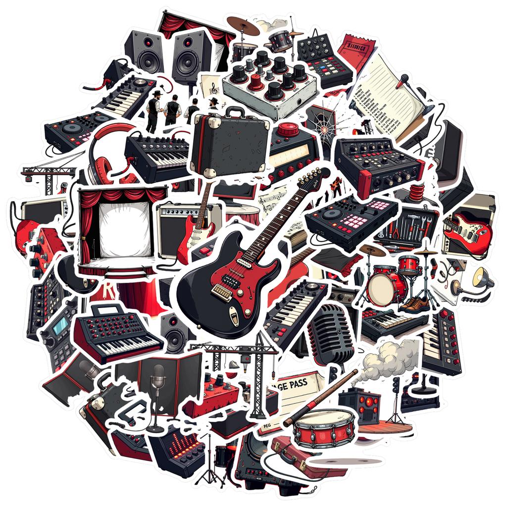 Rock Microphones Decals Cartoon Concerts Stationery Stickers Stickers For Laptop Fridge Phone