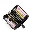 Men RFID Blocking Credit Card Holder Wallet, Genuine Leather Zipper Card Case, Accordion Card Organizer Coin Purse