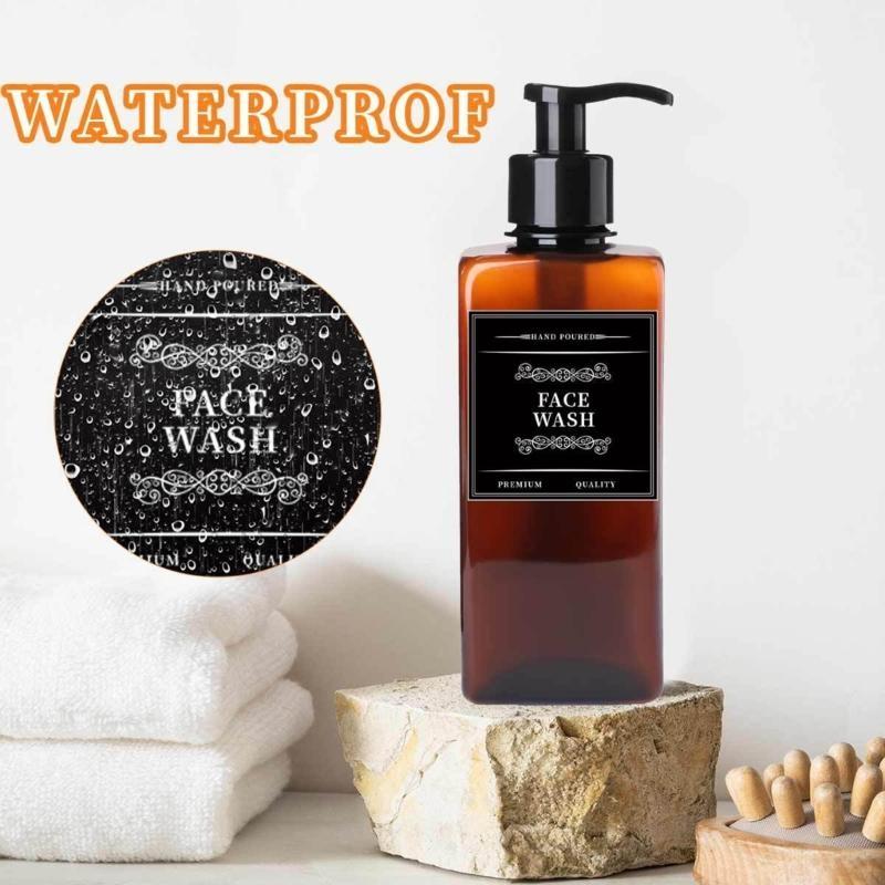 62KD 12Pcs Waterproof Labels Sticker Set for Glass Soap Dispenser and Plastic Bottles