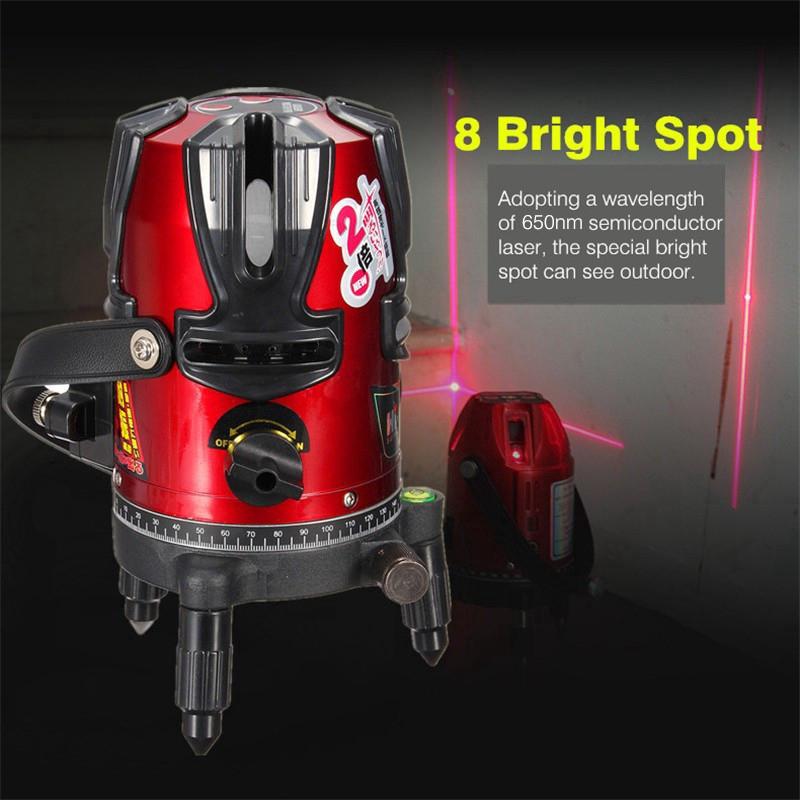 8 Line Professional Automatic Self Leveling Rotary Laser Level Beam Meter Portable Measure Kit