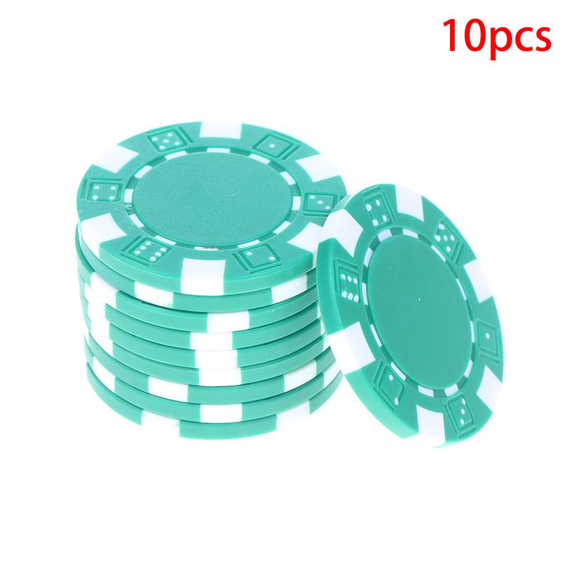 

10 Pcs Abs Plastic Poker Chips Casino Texas Hold Em Poker Metal Coins 11.5G Chips Poker Game Chip Set Accessories зелёный