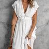 Women Maxi Dress Long Holiday V Neck Beach Buttons Ladies Summer Sundress