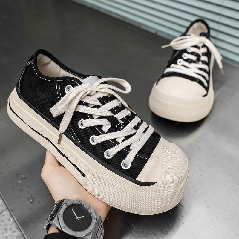 2026 Summer Trendy Men's Canvas Lace-up Shoes with Thick Sole for Height Increase