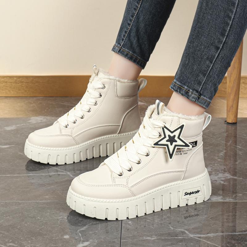 34-42 Kadın Kış Büyük Beden Moda Kalın Taban Ekstra Polar Yalıtımlı Pamuklu Botlar Kar Botları Yüksek Bilekli Pamuklu Ayakkabılar