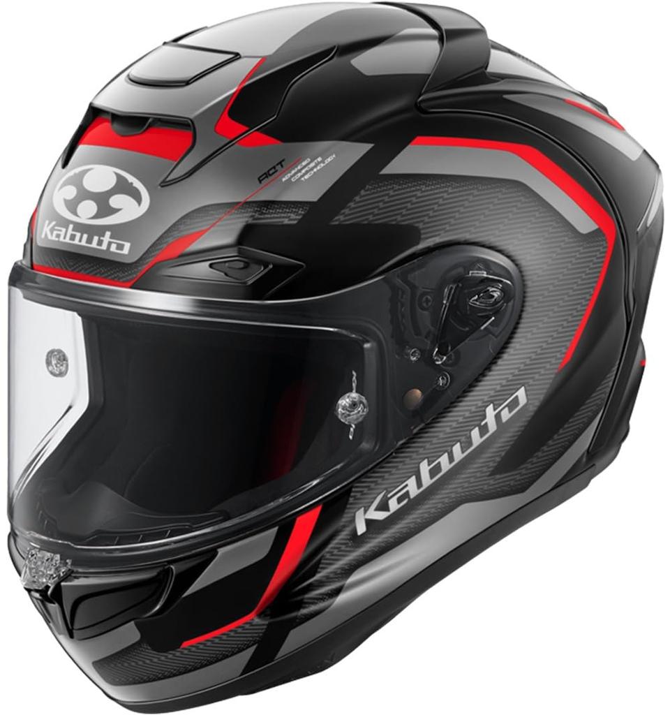 OGK KABUTO ZESTAL Motorcycle Flat Size 2130323 F-17 Helmet, Black/Red, L,