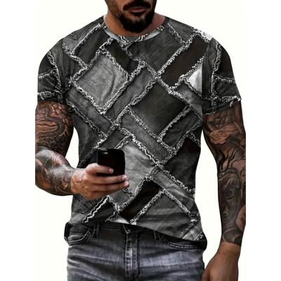 Camiseta Gráfica de Gola Redonda Masculina com Estampa Fantasiosa Top de Verão de Manga Curta para Homens Camisetas Macias Confortáveis e Modernas Masculinas Roupas Esportivas