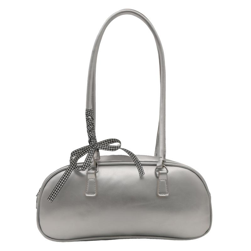 

Текстурована сумка під пахвами, жіноча весна та літо 2024, нова модна портативна сумка-подушка для приміських поїздок Темпераментна сумка через плече срібний