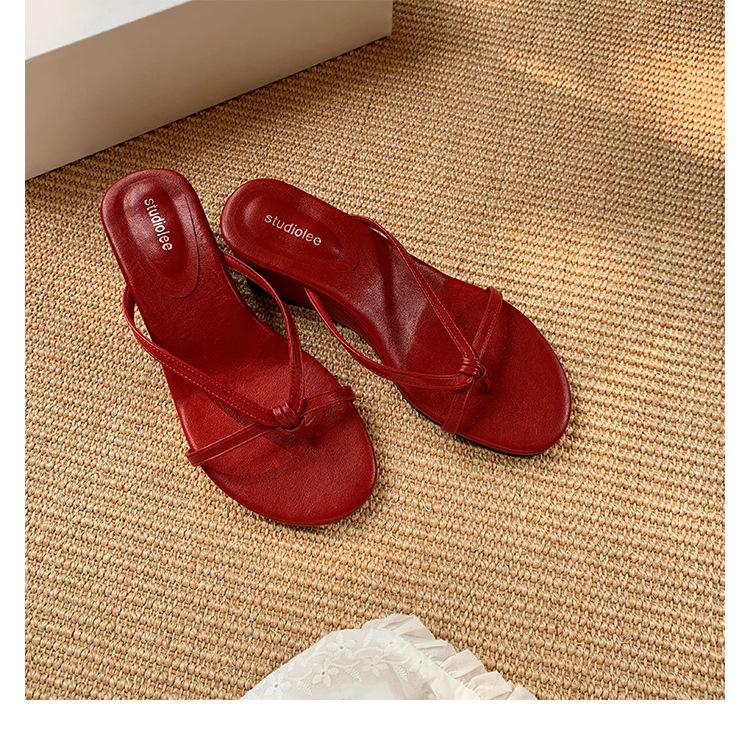 

Sheepskin grape mother and high 6cm slippers women s summer toe fairy wind outside wearing thin strap wedge herringbone cool slippers 34