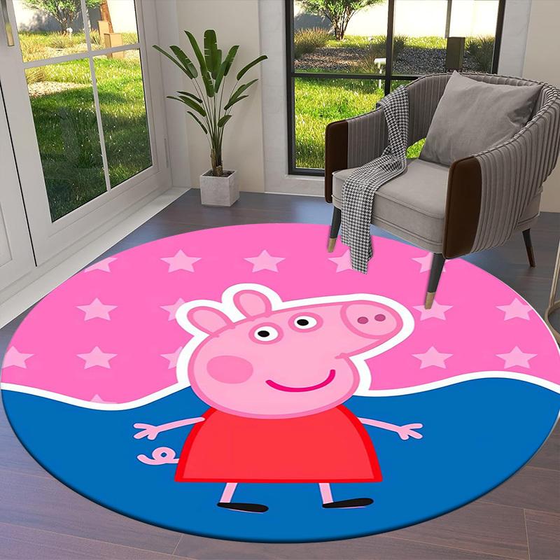 1pc Peppa Pig Round carpet, Made of Polyester,Perfect for Decorating Office Chairs, Living Rooms,fplt165