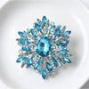 Multicolor Rhinestone Flower Brooch Shiny Crystals Gold Plated Frame For Wedding Party Formal Outfit Accessories