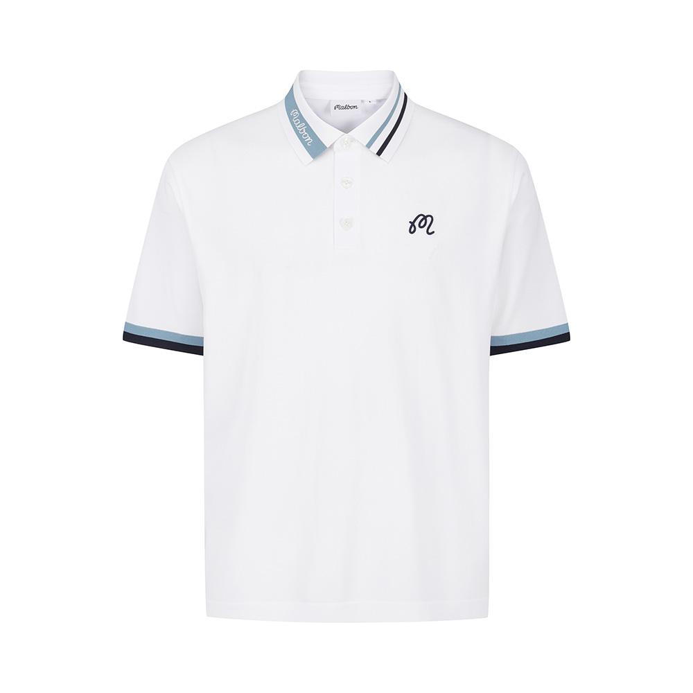 MALBON GOLF Back Tricot Hybrid Knit Polo Off White (Man)