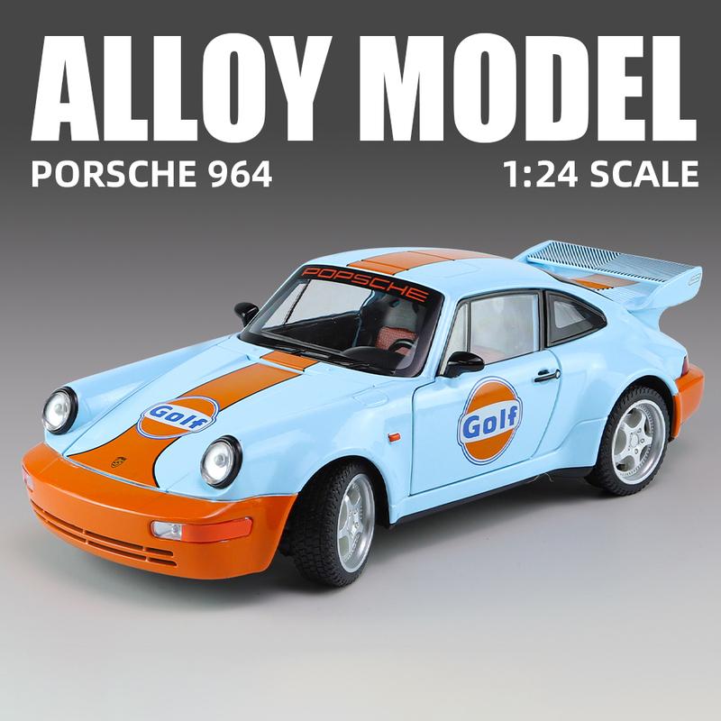 1/24 Porsche 911 964 Carrera RS Alloy Car Diecasts & Toy Vehicles Car Model Sound and Light Pull Back Car Toys for Kids Gifts