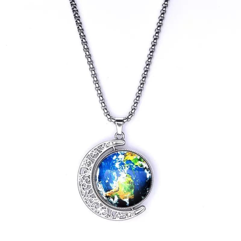 

JMXD Trendy Hip-Hop Earth Necklace for Men and Women, Stylish Minimalist Pendant Jewelry for Sweaters and Hoodies, Non-Fading Fashion Accessory серебряный