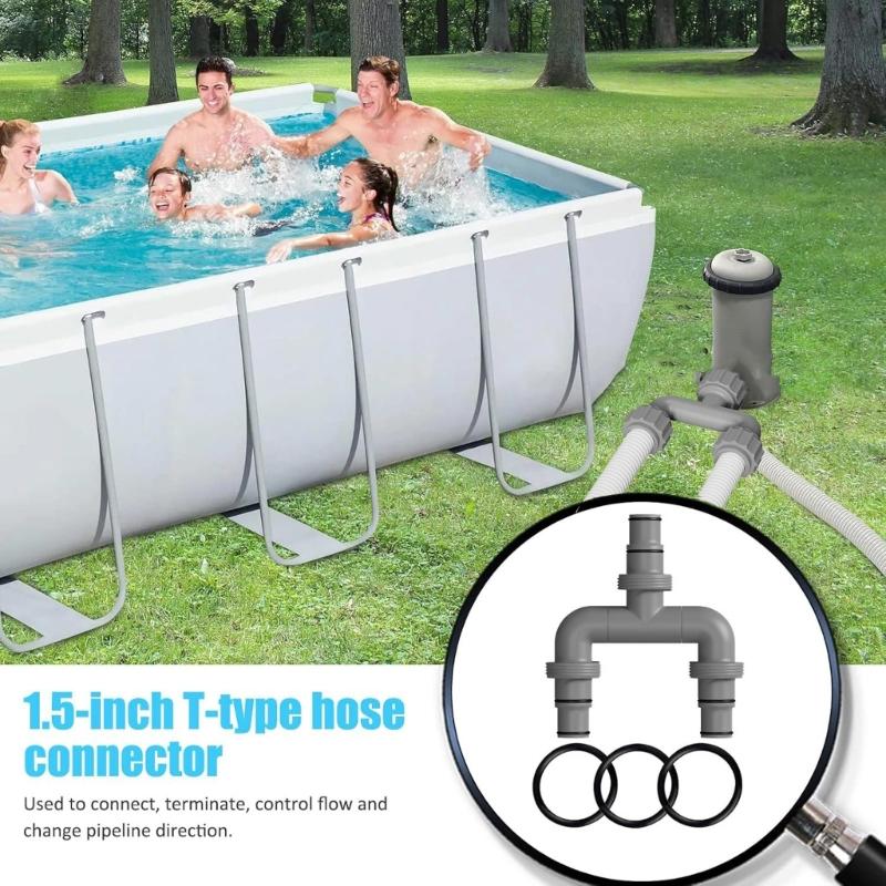 Leakproof Interconnecting Coupler with Rubber O Rings Pool Hose Replacement Adapter for Home Outdoor Swimming Pool