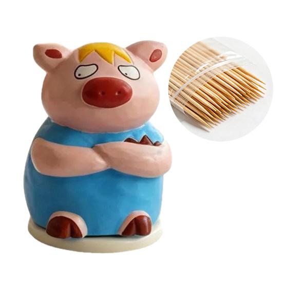

Toothpick Box with Piggy Dust-Proof Capacity Hygienic Cover Large Storage Container Moisture-Proof синій
