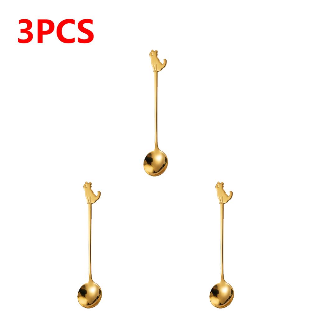 Edelstahl Kaffee Löffel Schöne Nette Katze Form Teelöffel Dessert Snack Scoop Eis Mini Löffel Geschirr Küche Werkzeuge