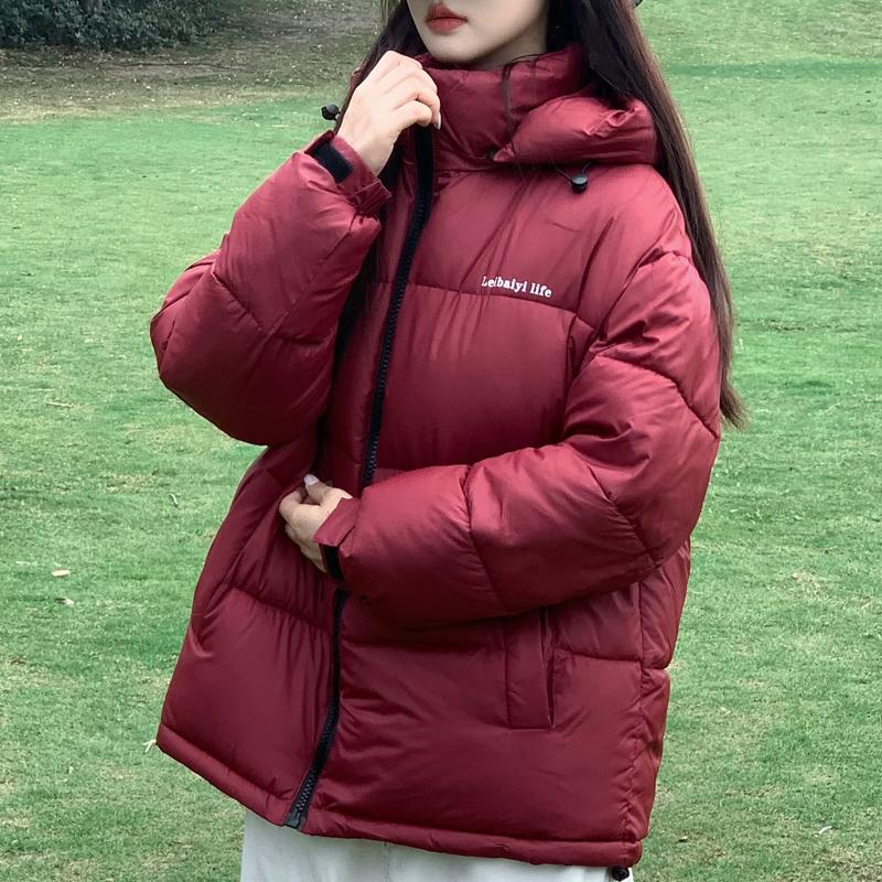 

Унисекс Мода Зимние Женские и Мужские Парки с Капюшоном Теплые Куртки Элегантные Свободные Толстые Пальто S красный