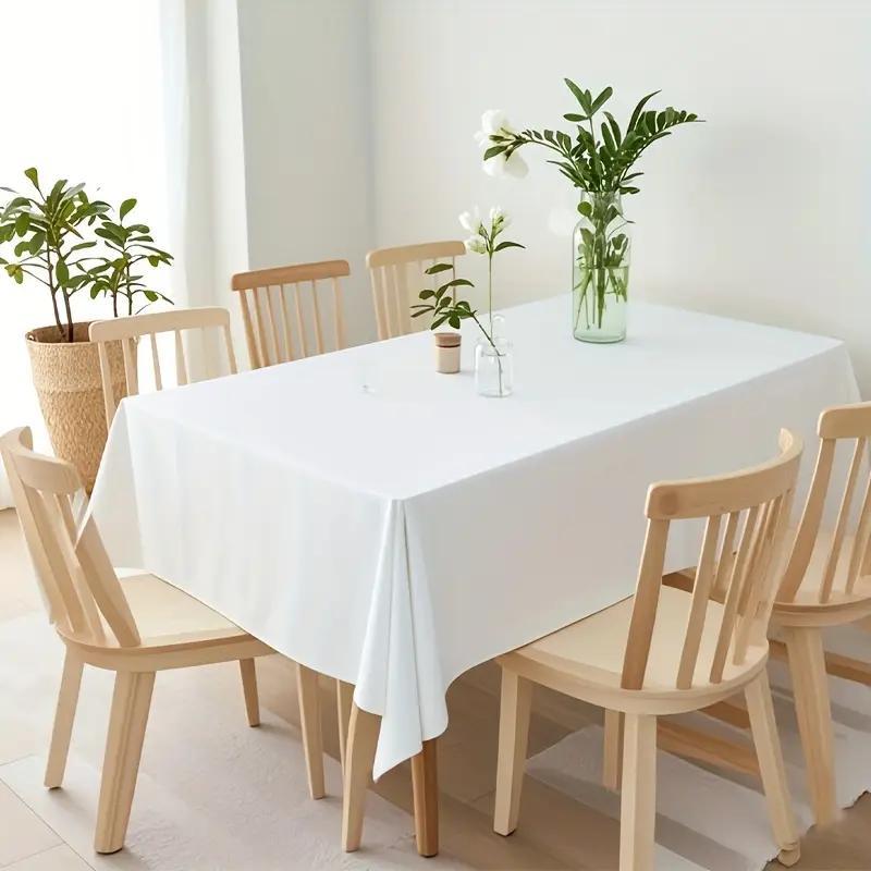 

White Table Cloth Waterproof Anti Scratch Polyester Tablecloth Decorative Washable Fabric Table Cover Home Dining Buffet Party Round 153cm білий