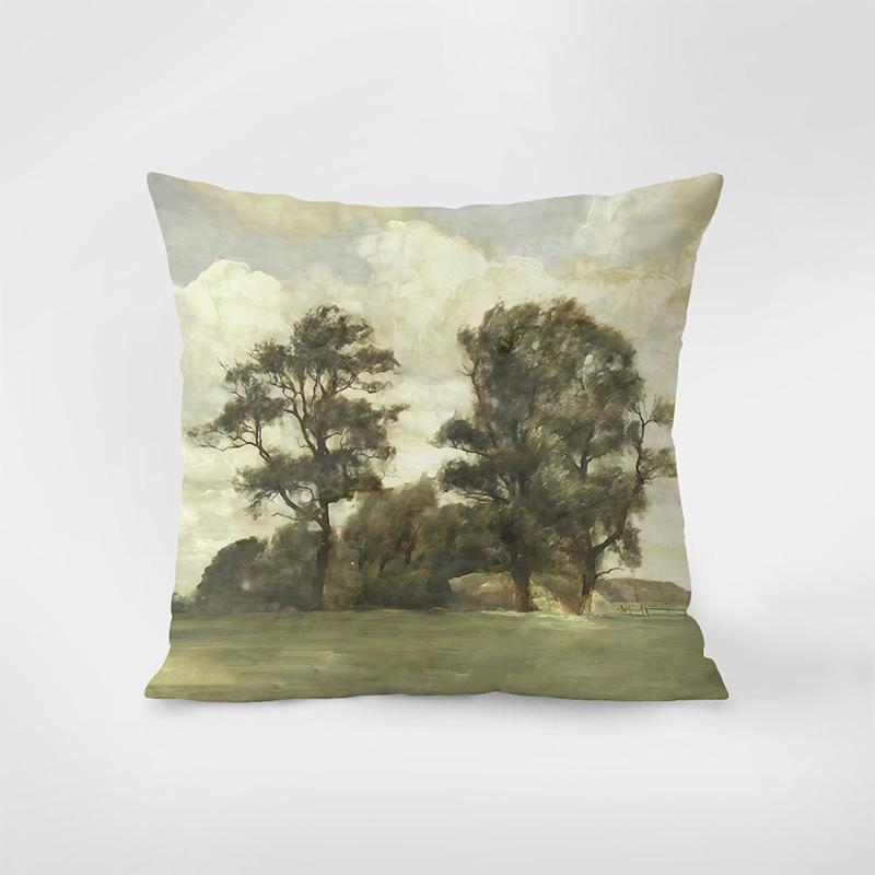 Floral & Scenery Pillows Artistic Home Decor Square Polyester Pillowcase, Modern Sofa Decorative Cushion Cover
