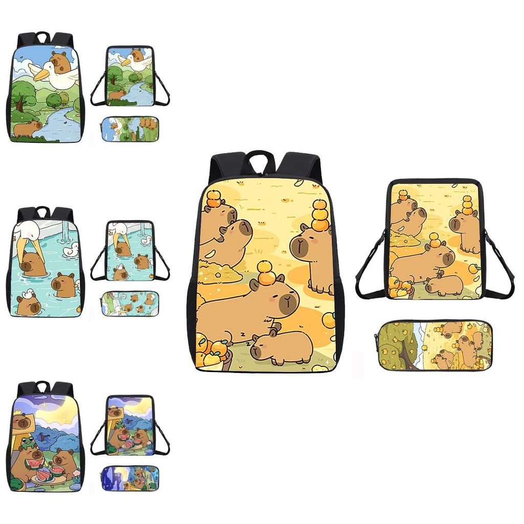Capybara Cartoon School Backpack With Breathable Oxford Fabric For Elementary Students