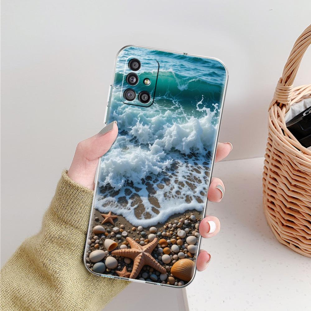 Case For Samsung A15 A13 A35 A55 A51 A71 A41 A31 A21S A05 A17 A23 A25 A33 A53 A73 5G A07 4G Cover Seaside Scenery Wave Beach