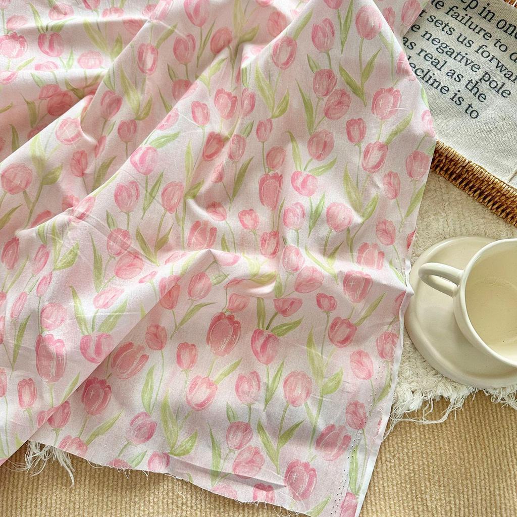 100% Cotton Korean Style Gentle Floral Digital Print Fabric for Women's, Children's, and Adult Clothing & Home Wear