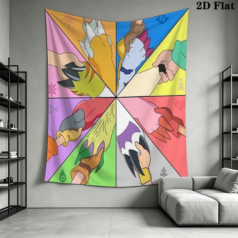 Digimon Heroes Epic Battles Await Tapestry Fashion Print Background Cloth Wall Covering Decoration Atmospheric Background Cloth Home Decor