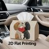 1pc, 2D Flat Printing, Tissue Box Warm Dog Lover Gift Pattern Printed Tissue Box, Suitable for Bathrooms, Living Rooms, Bedrooms, Dressing Tables, Cof