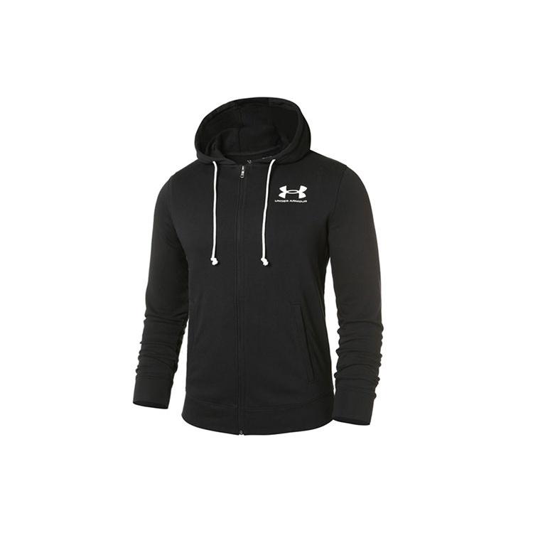 Under Armour Rival Terry Hooded Jacket Black Men s 1370409-001 L
