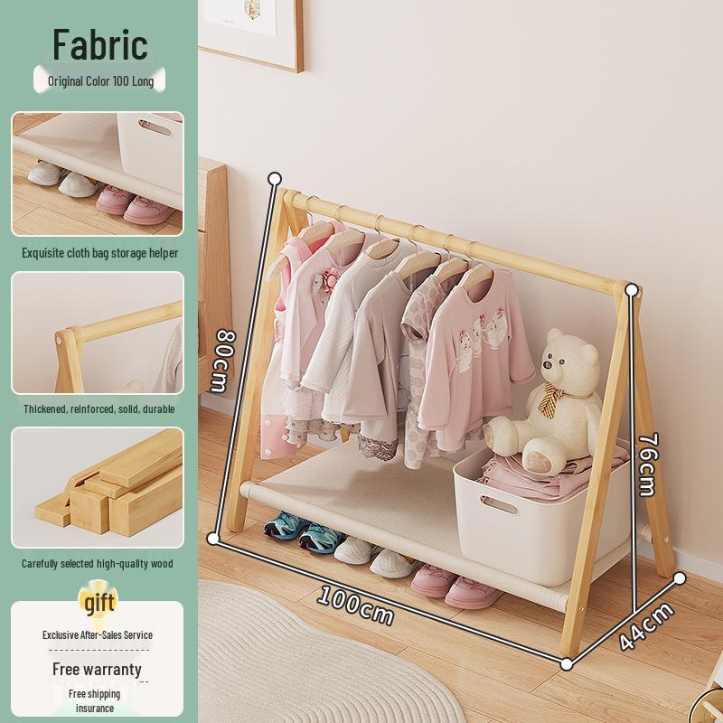 Compact Kids' Floor Clothes Rack: Foldable, Short, and Perfect for Bedrooms & Drying.