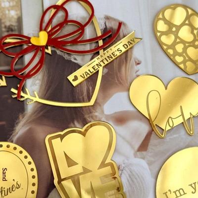 Acryl Valentinstag Party Kuchenaufsatz Herzen und Kreise Gold Hochzeits Cupcake Toppers Geburtstag Geschenk Dessert Dekoration