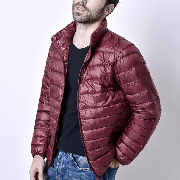 

Men Winter Down Jacket Ultralight White Duck Down Coat Warm Autumn Casual Male Jacket S вино красного