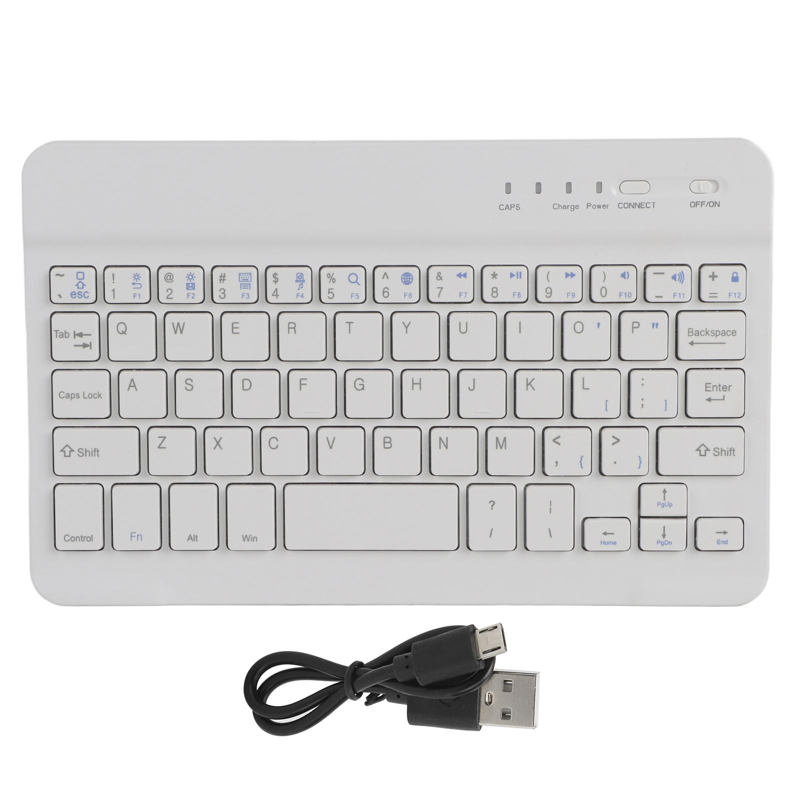 

Mini Keyboard Bluetooth Portable 59 Keys Tablet Computer Supplies White 7in HB028