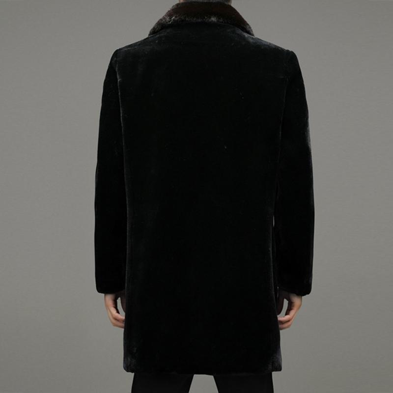 Winter Men's Gentleman Elegant Mink Fur Long Coat High Quality Artificial Fur Jacket Thickened and Warm
